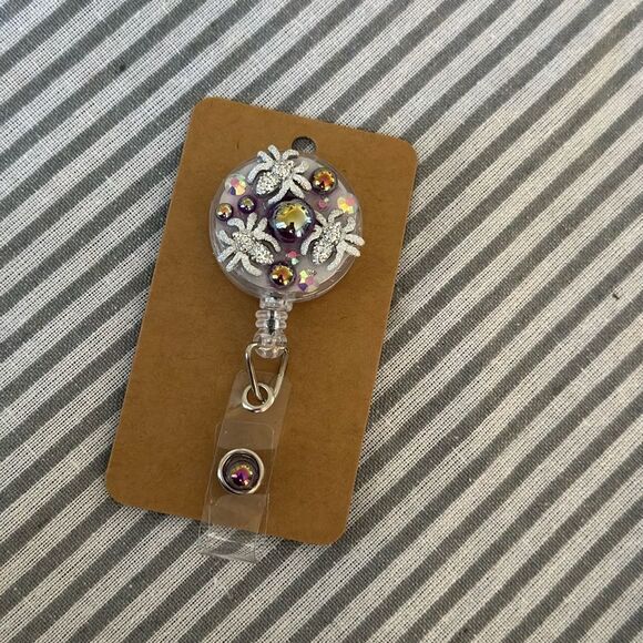 Creepy Crawley Sparkle Spider Badge Reel New Handmade - Picture 2 of 2